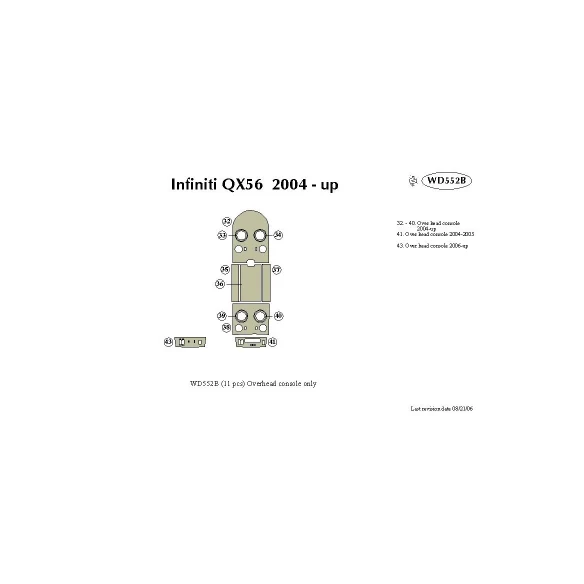 Infiniti QX56 2004-2007 Overhead Console Interior BD Dash Trim Kit