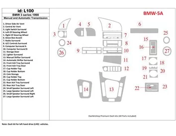 BMW 3 1998-1998 Manual Gearbox & Automatic Gear, 27 Parts set Interior BD Dash Trim Kit - 1 - Interior Dash Trim Kit