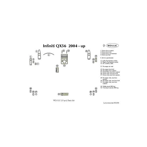 Infiniti QX56 2004-2007 Basic Set Interior BD Dash Trim Kit