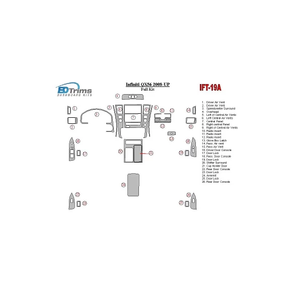 Infiniti QX56 2008-UP Full Set Interior BD Dash Trim Kit