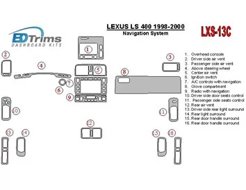 Lexus LS-400 1998-2000 Navigation system, OEM Compliance Interior BD Dash Trim Kit - 1 - Interior Dash Trim Kit