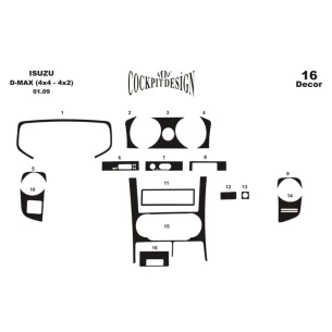 Isuzu D-Max 4X2-4X4 01.07-12.12 3D Interior Dashboard Trim Kit Dash Trim Dekor 19-Parts 2