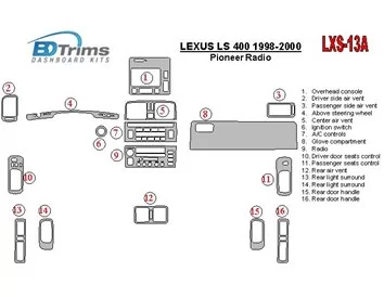 Lexus LS-400 1998-2000 Pioneer Radio, Without NAVI system, OEM Compliance Interior BD Dash Trim Kit - 1 - Interior Dash Trim Kit