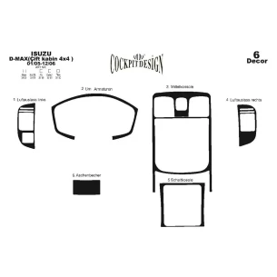 Isuzu D-Max Double Cab 4X4 01.05-12.06 3D Interior Dashboard Trim Kit Dash Trim Dekor 6-Parts 2