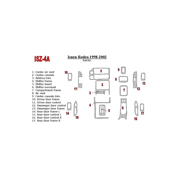 Isuzu Rodeo 1998-2002 Full Set Interior BD Dash Trim Kit