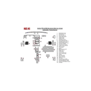 Isuzu Trooper 1995-2002 Full Set, Automatic Gear Interior BD Dash Trim Kit