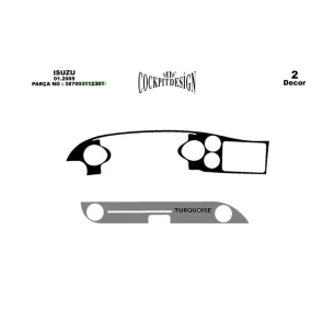 Isuzu Turkuaz 01.2005 3D Interior Dashboard Trim Kit Dash Trim Dekor 2-Parts 2