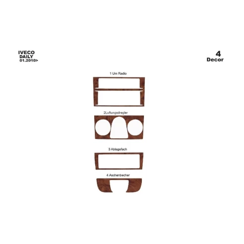 Iveco Daily 01.2010 3D Interior Dashboard Trim Kit Dash Trim Dekor 4-Parts