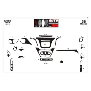 Iveco Daily 07.2014 3D Interior Dashboard Trim Kit Dash Trim Dekor 38-Parts 2