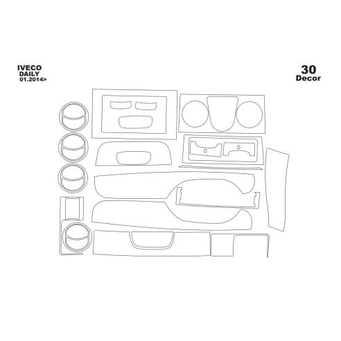 Iveco Daily 2010-2014 3D Interior Dashboard Trim Kit Dash Trim Dekor 30-Parts