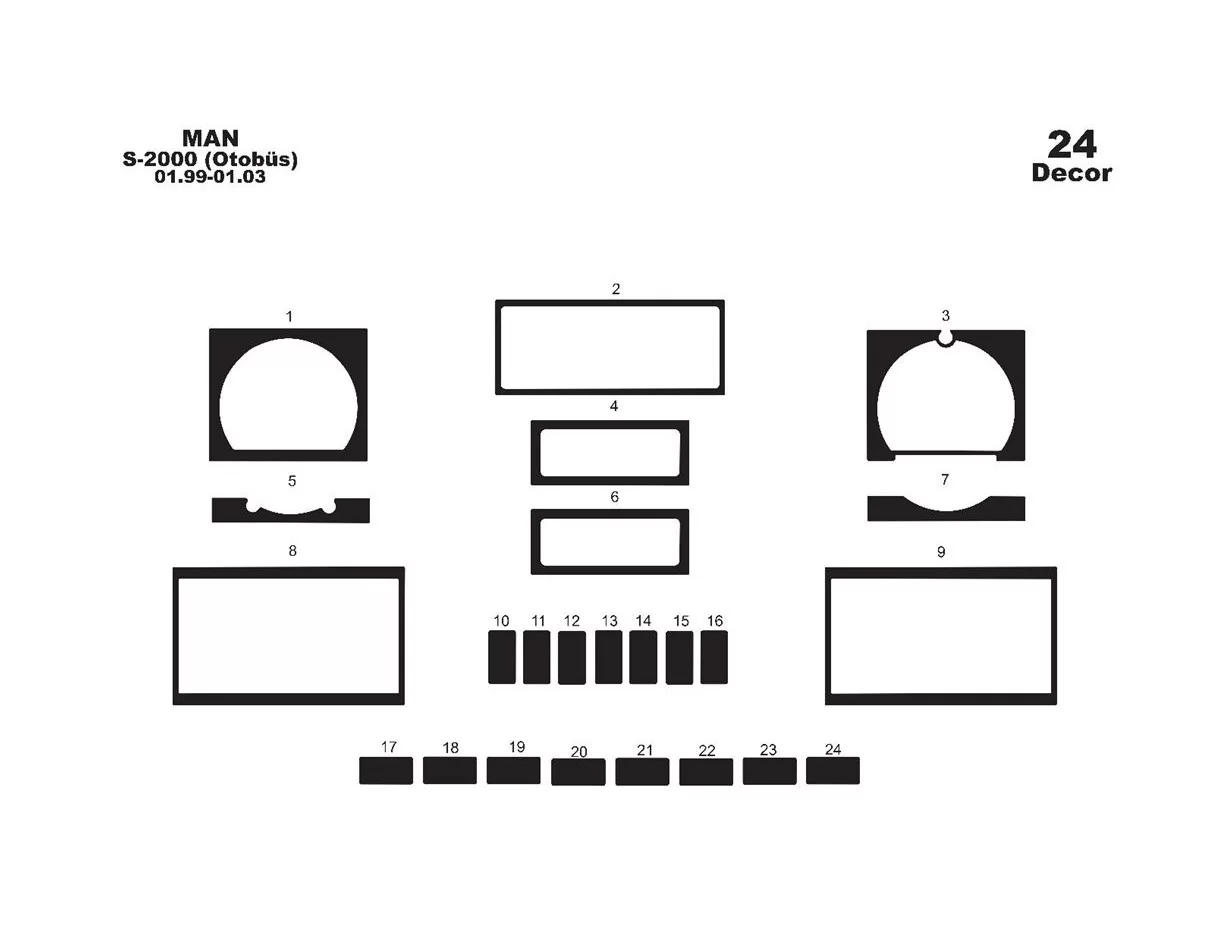 MAN S 2000 01.97-01.00 3D Interior Dashboard Trim Kit Dash Trim Dekor 24-Parts - 1 - Interior Dash Trim Kit
