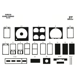 Iveco Euro Cargo 01.92-01.02 3D Interior Dashboard Trim Kit Dash Trim Dekor 27-Parts
