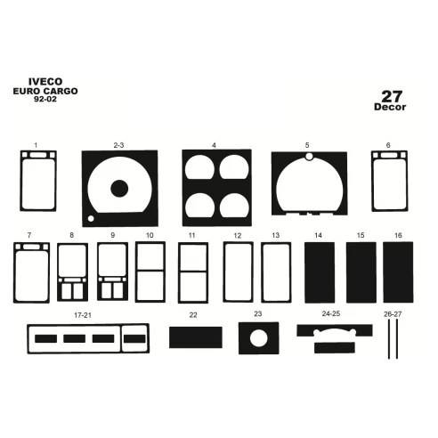 Iveco Euro Cargo 01.92-01.02 3D Interior Dashboard Trim Kit Dash Trim Dekor 27-Parts