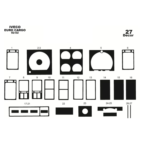 Iveco Euro Cargo 01.92-01.02 3D Interior Dashboard Trim Kit Dash Trim Dekor 27-Parts