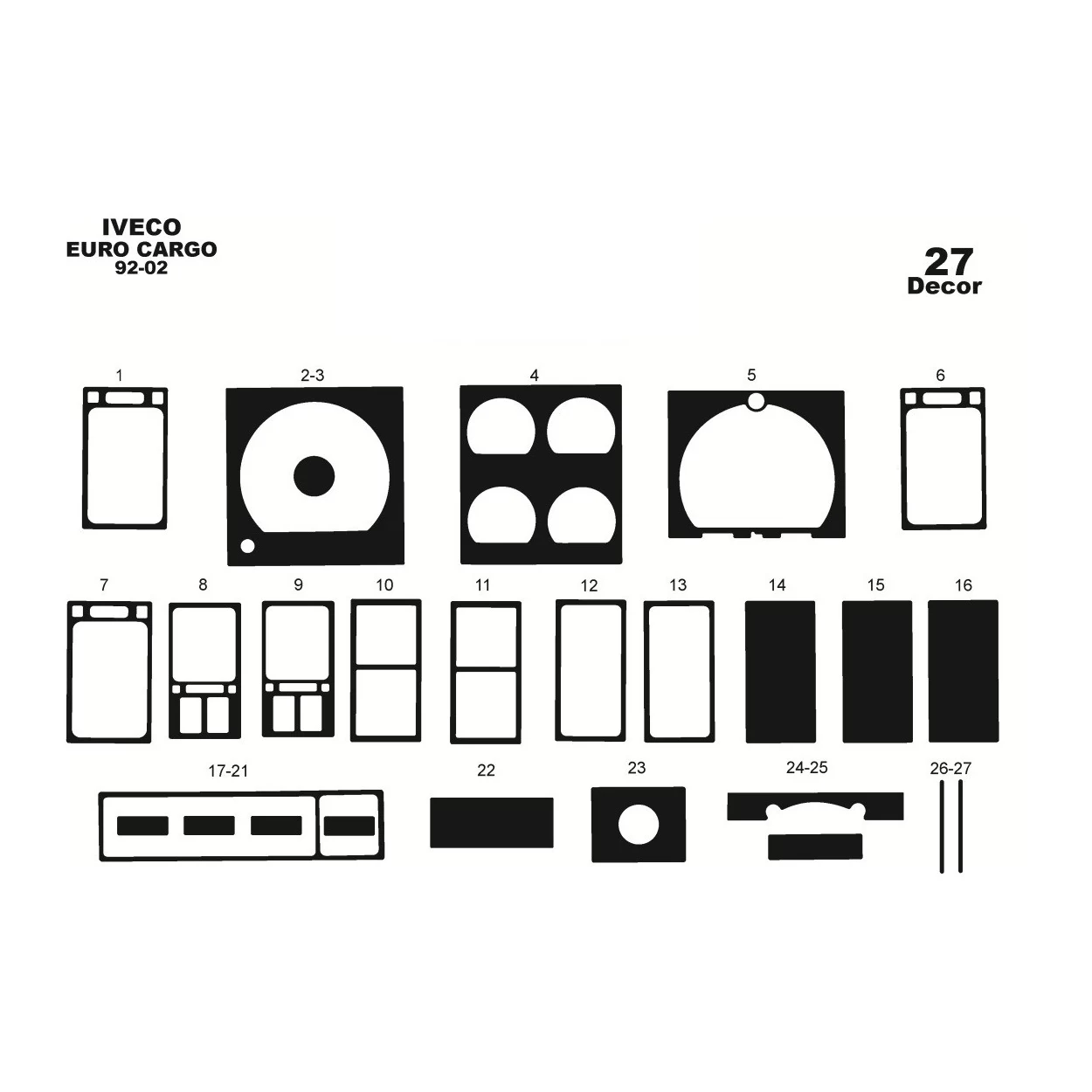 Iveco Euro Cargo 01.92-01.02 3D Interior Dashboard Trim Kit Dash Trim Dekor 27-Parts