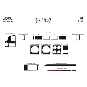 Iveco Eurobus 06.2006 3D Interior Dashboard Trim Kit Dash Trim Dekor 16-Parts 2