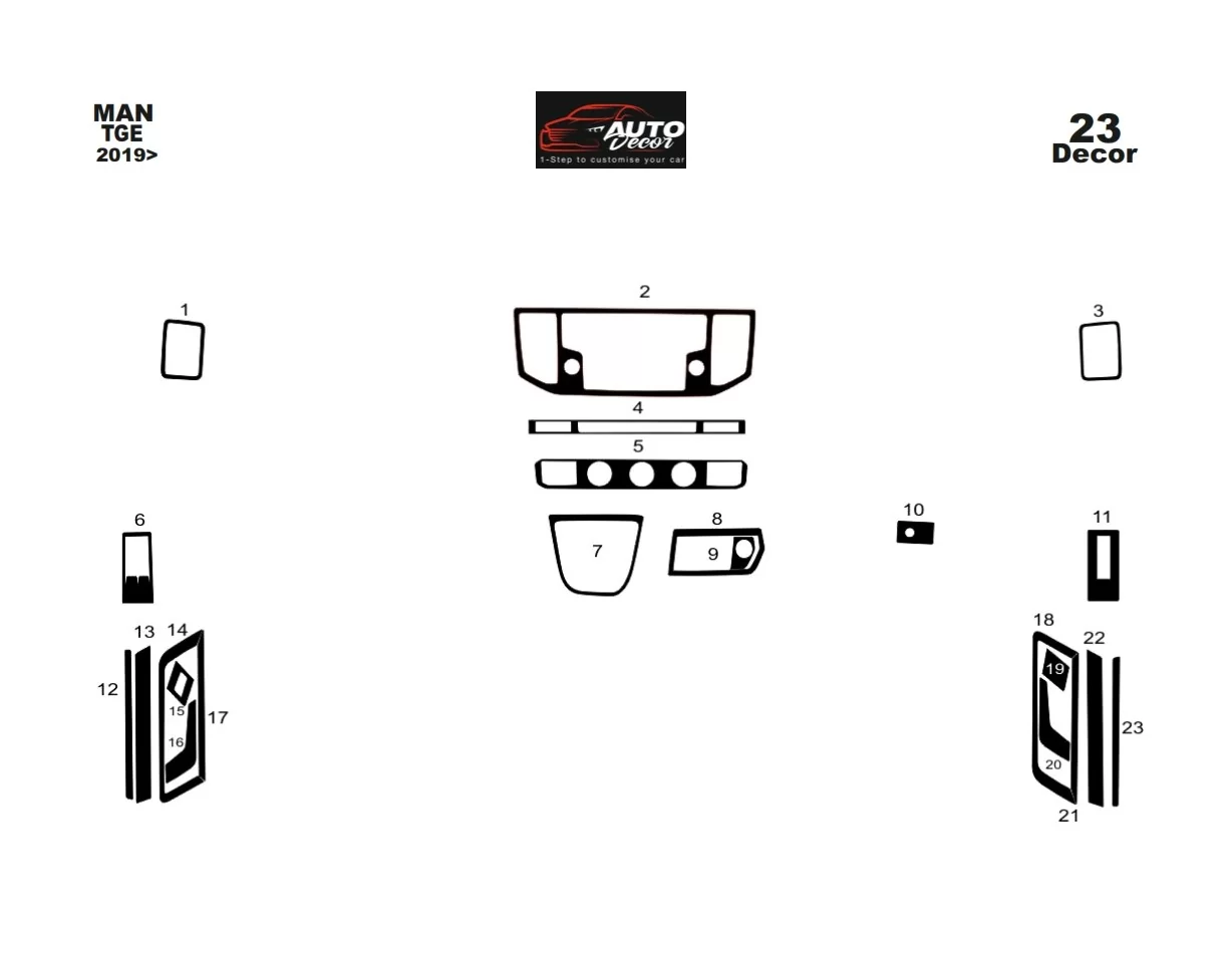 MAN TGE 2019 3D Interior Dashboard Trim Kit Dash Trim Dekor 23-Parts - 1 - Interior Dash Trim Kit