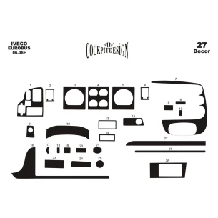 Iveco Eurobus Full Set 06.2006 3D Interior Dashboard Trim Kit Dash Trim Dekor 27-Parts 2