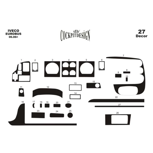 Iveco Eurobus Full Set 06.2006 3D Interior Dashboard Trim Kit Dash Trim Dekor 27-Parts