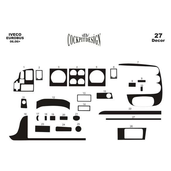 Iveco Eurobus Full Set 06.2006 3D Interior Dashboard Trim Kit Dash Trim Dekor 27-Parts