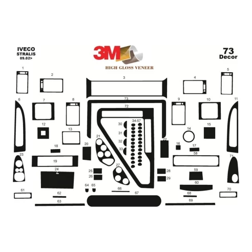 Iveco Stralis 06.02-01.07 3D Interior Dashboard Trim Kit Dash Trim Dekor 73-Parts