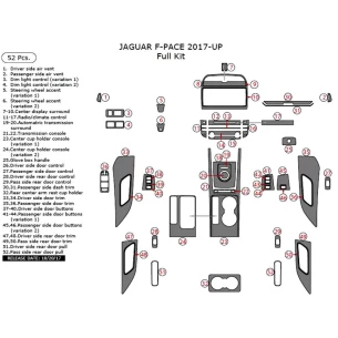 Jaguar F-PACE 2017-UP Full Set Interior Dash Trim Kit 52 Parts 2