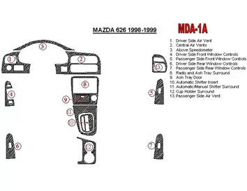 Mazda 626 1998-1999 Full Set Interior BD Dash Trim Kit - 1 - Interior Dash Trim Kit