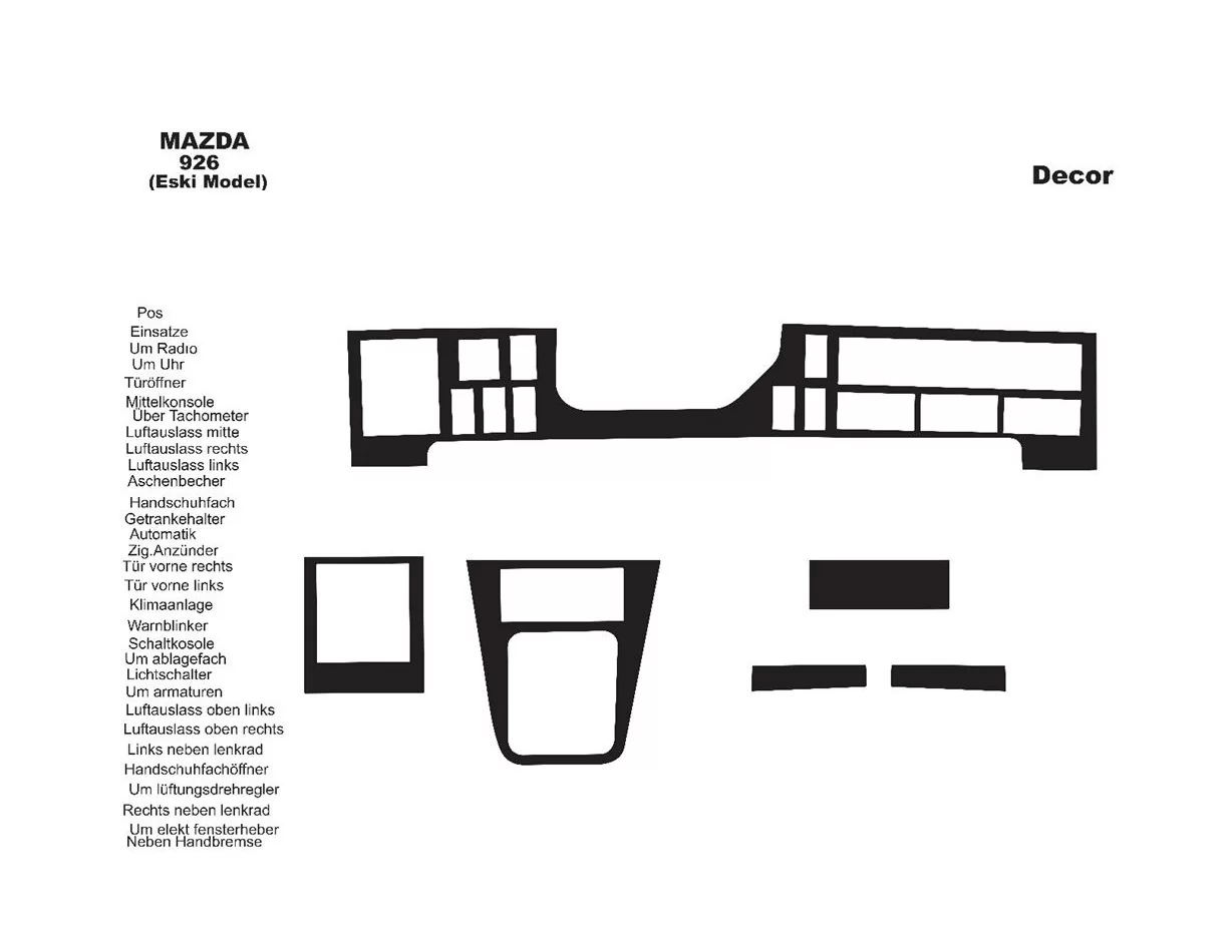 Mazda 926 01.1994 3D Interior Dashboard Trim Kit Dash Trim Dekor 6-Parts - 1 - Interior Dash Trim Kit
