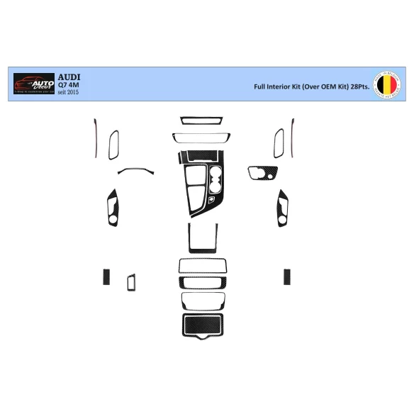 Audi Q7 4M seit 2015 3D Interior Dashboard Trim Kit WHZ Dash Trim Dekor 28-Parts