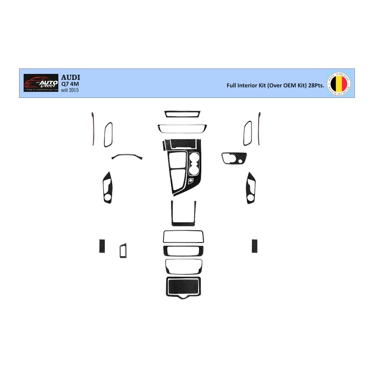 Audi Q7 4M seit 2015 3D Interior Dashboard Trim Kit WHZ Dash Trim Dekor 28-Parts