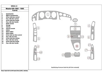 Mazda 929 1992-1995 Full Set, 19 Parts set Interior BD Dash Trim Kit - 1 - Interior Dash Trim Kit