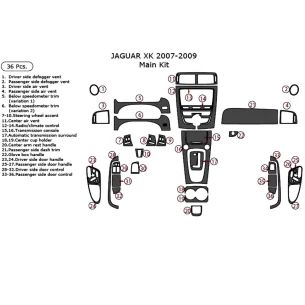 Jaguar XK 2007-2009 Full Set Interior Dash Trim Kit 36 Parts 2