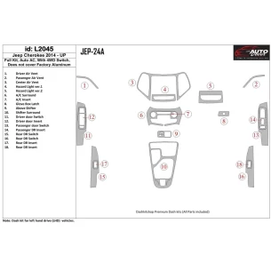 Jeep Cherokee 2014-UP Full Set, Climate-Control Interior BD Dash Trim Kit 2