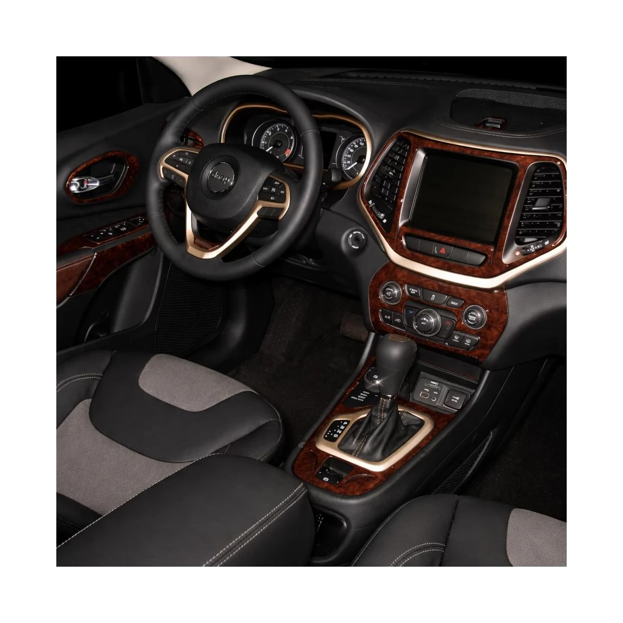 Jeep Cherokee 2014-UP Full Set, Without switch 4WD Interior BD Dash Trim Kit