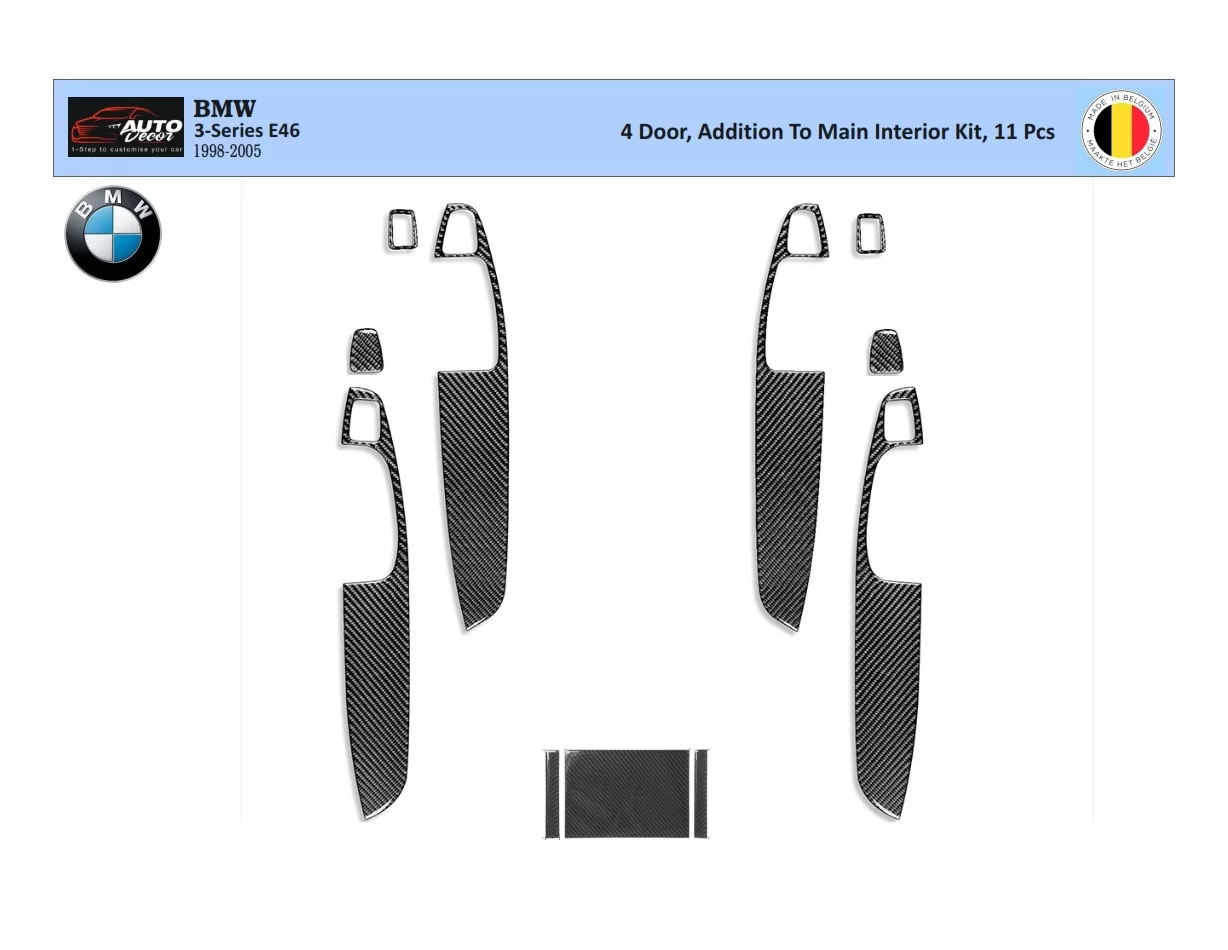 BMW 3 Series E46 04.98-12.04 3D Interior Dashboard Trim Kit Dash Trim Dekor 11-Parts - 1 - Interior Dash Trim Kit