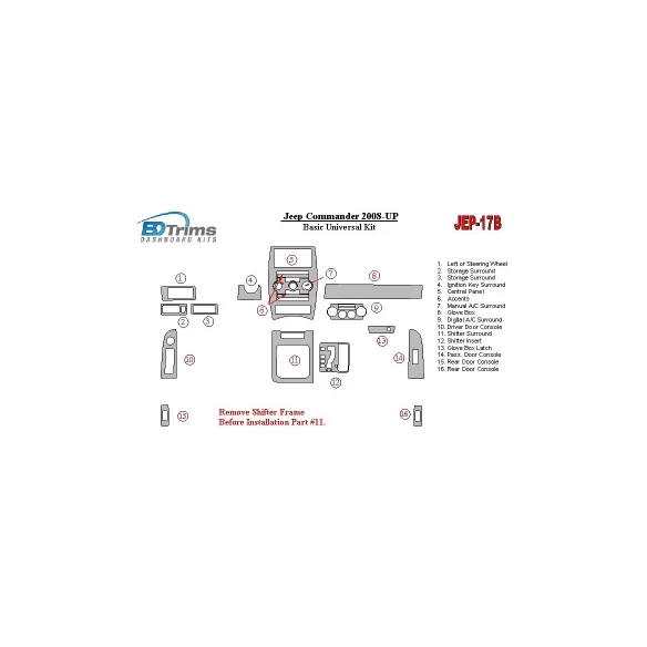 Jeep Commander 2008-UP Basic Universal Kit Interior BD Dash Trim Kit