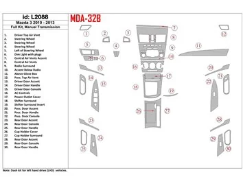 Mazda Mazda3 2010-2013 Full Set, Manual Gear Box Interior BD Dash Trim Kit - 1 - Interior Dash Trim Kit