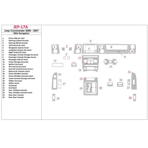 Jeep Commander 2008-UP Full Universal Set Interior BD Dash Trim Kit 2