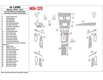 Mazda Mazda3 2010-2013 Full Set, Manual Gear Box, two-zone climate control, Heated Seats Interior BD Dash Trim Kit - 1 - Interio