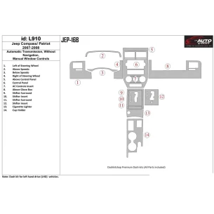 Jeep Compass 2007-2008 Automatic Gear, Without NAVI, Manual Gearbox Window Controls Interior BD Dash Trim Kit 2