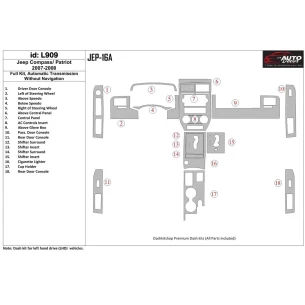 Jeep Compass 2007-2008 Full Set, Automatic Gear, Without NAVI Interior BD Dash Trim Kit 2