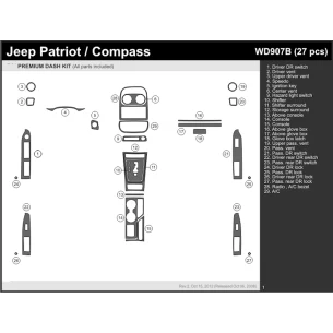 Jeep Compass 2009-UP Full Set, With Auto-stick mission Interior BD Dash Trim Kit 2