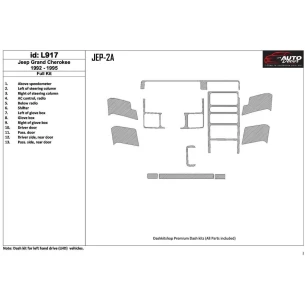 Jeep Grand Cherokee 1992-1995 Full Set, 13 Parts set Interior BD Dash Trim Kit