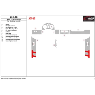 Audi TT 2001-2006 Soft roof-Coupe, 12 Parts set Interior BD Dash Trim Kit 2