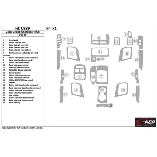 Jeep Grand Cherokee 1998-1998 Full Set, 28 Parts set Interior BD Dash Trim Kit
