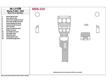 Mazda Mazda6 2004-2005 Basic Set, 6 Cylinders Interior BD Dash Trim Kit - 1 - Interior Dash Trim Kit