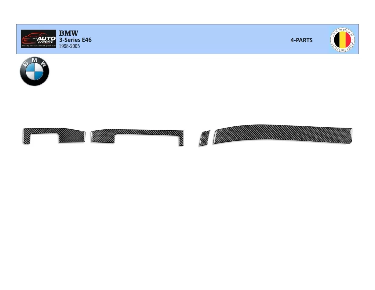BMW 3 Series E46 04.98-12.04 3D Interior Dashboard Trim Kit Dash Trim Dekor 4-Parts - 1 - Interior Dash Trim Kit