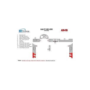 Audi TT 2001-2006 Soft roof-Coupe, 12 Parts set Interior BD Dash Trim Kit
