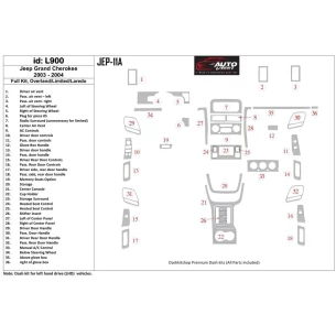 Jeep Grand Cherokee 2003-2004 Full Set, Overland, Limited, Laredo Interior BD Dash Trim Kit 2