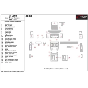 Jeep Grand Cherokee 2005-2007 Full Set, Without NAVI Interior BD Dash Trim Kit 2